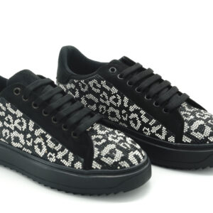 Luvesta Taşlı Sneaker Gri Leopar