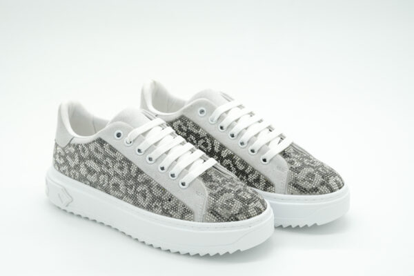 Luvesta Taşlı Sneaker Gri Leopar