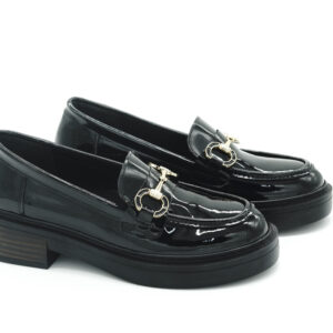 Toka Detaylı Rugan Loafer Siyah