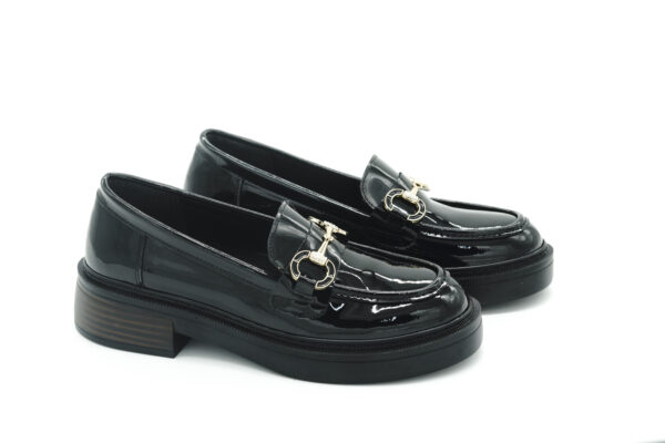 Toka Detaylı Rugan Loafer Siyah