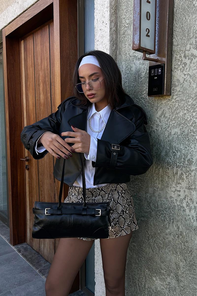 Vintage Baget Çanta Siyah - Görsel 6