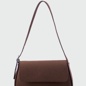 Süet Omuz Çantası Kahve