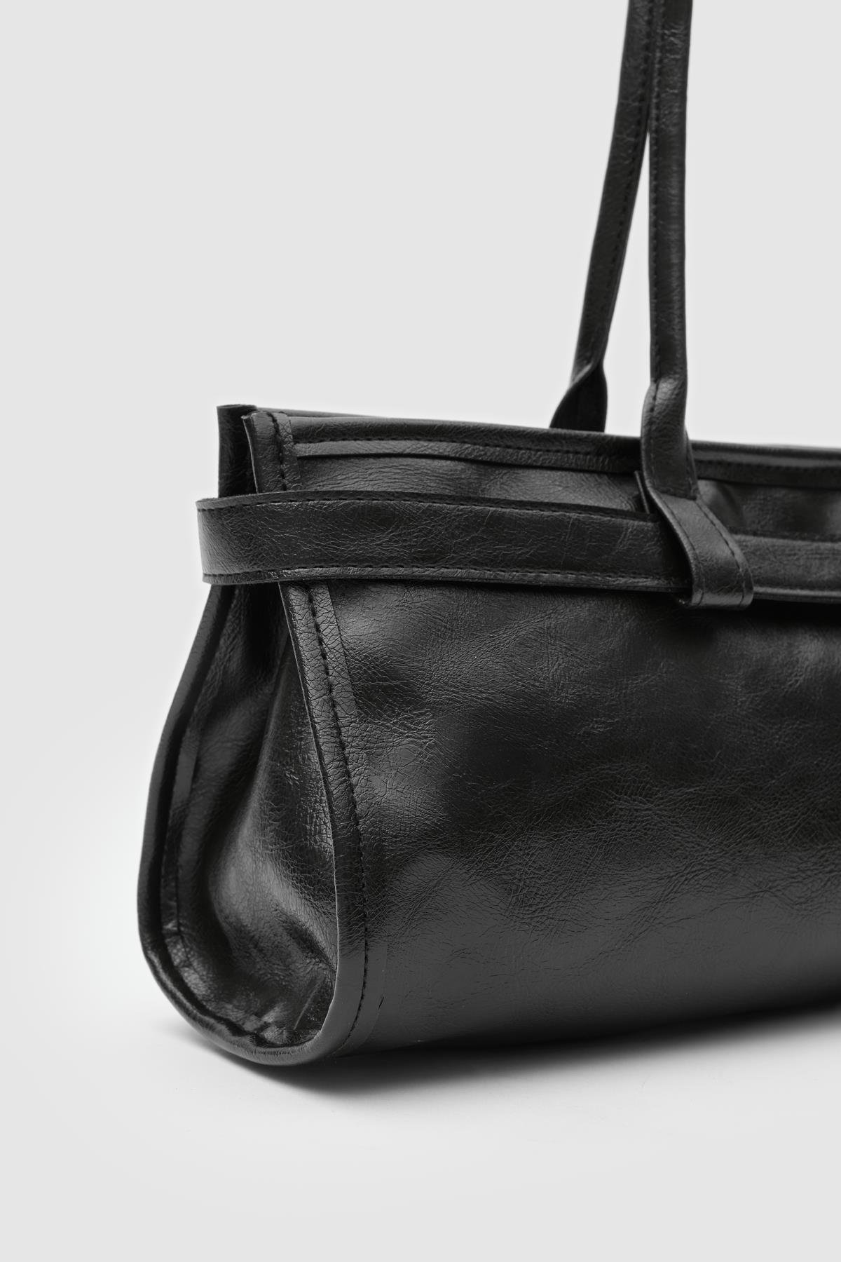 Vintage Baget Çanta Siyah - Görsel 4