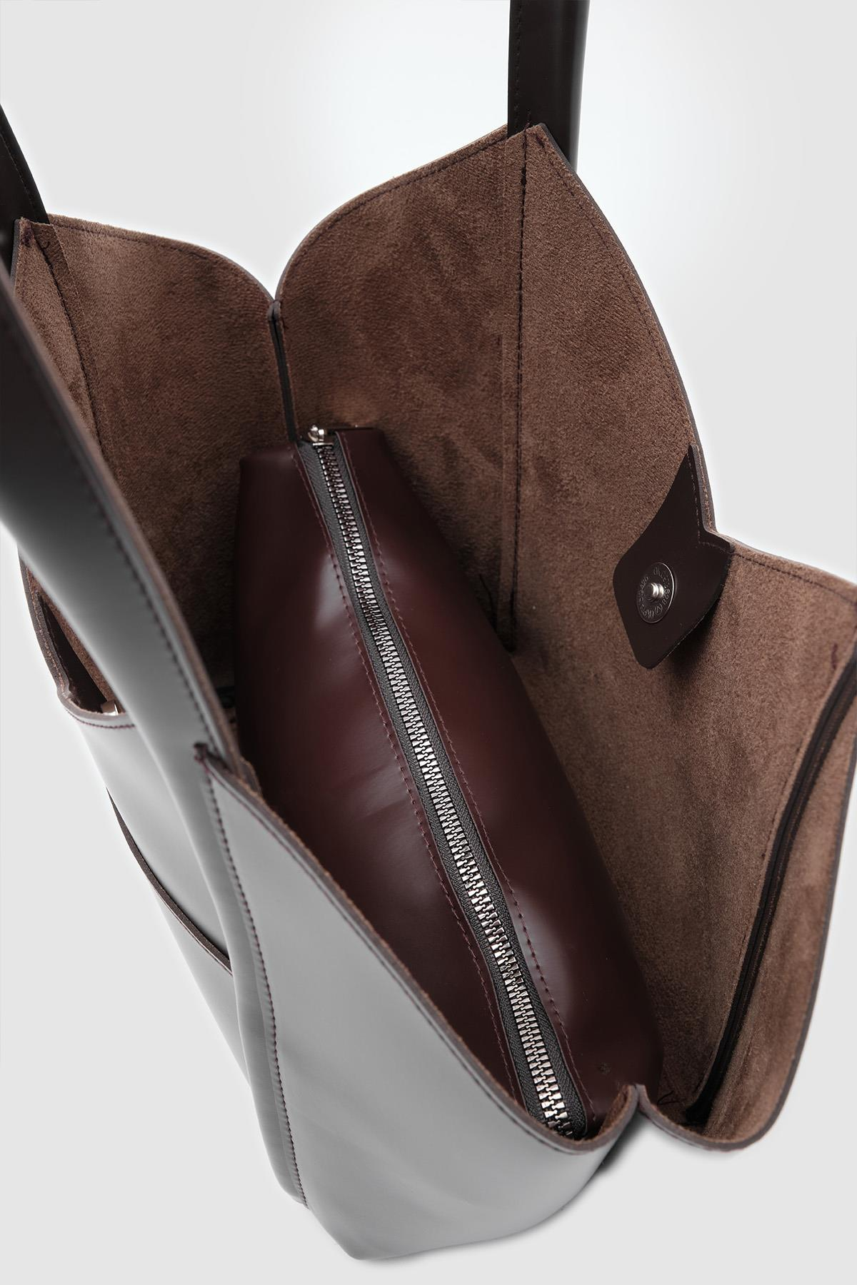 Asimetrik Omuz Çantası Acı Kahve - Görsel 5