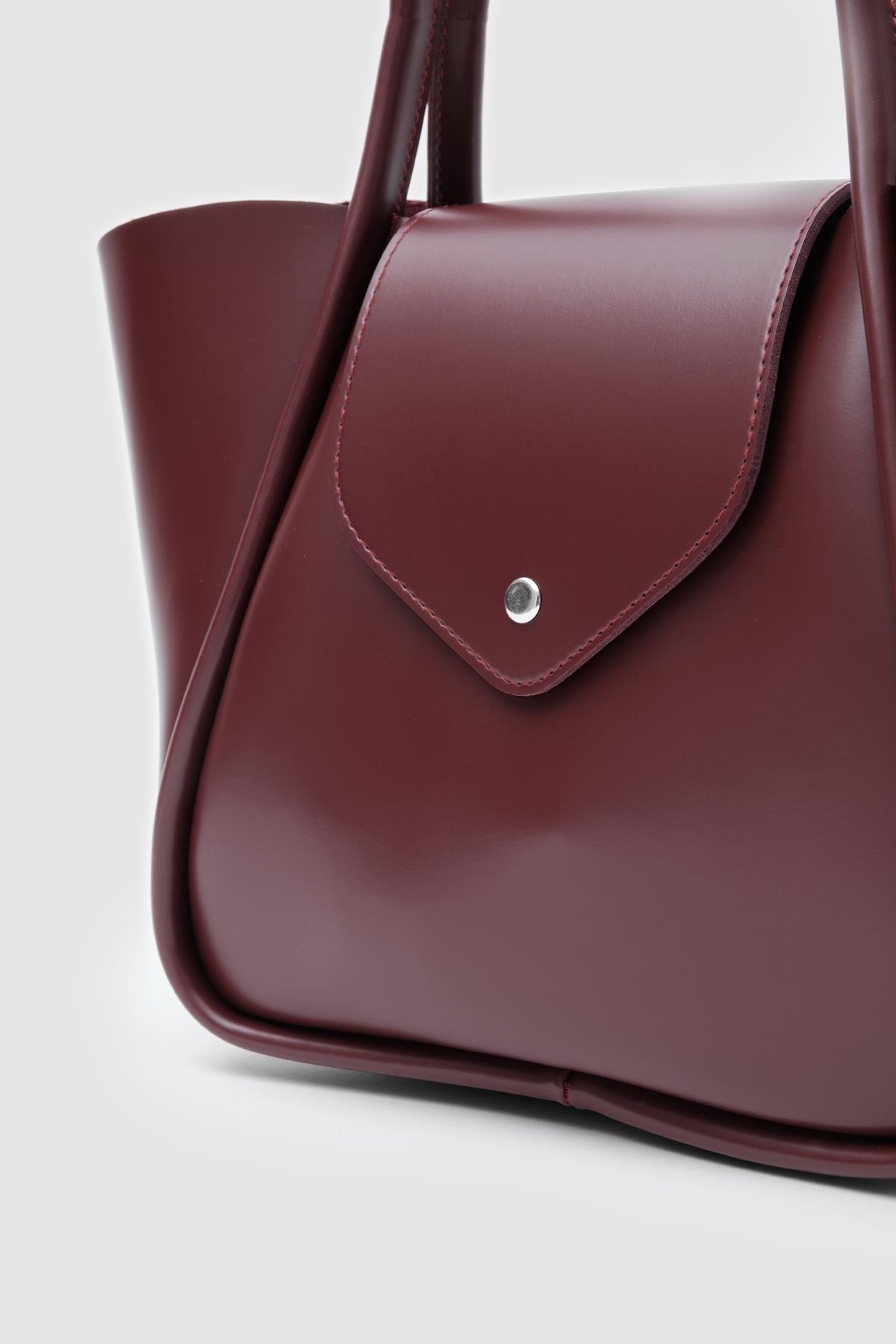 Makyaj Çantalı Omuz Çantası Bordo - Görsel 7