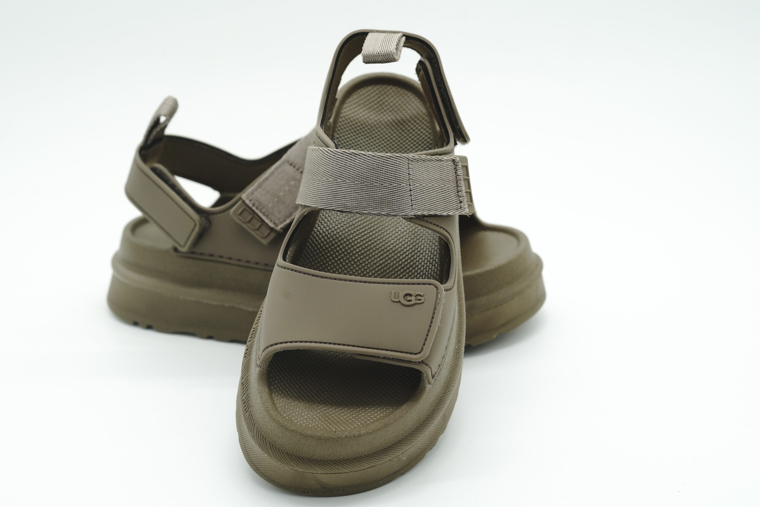 Kalın Tabanlı Çift Cırtlı Sandalet Bej - Görsel 4