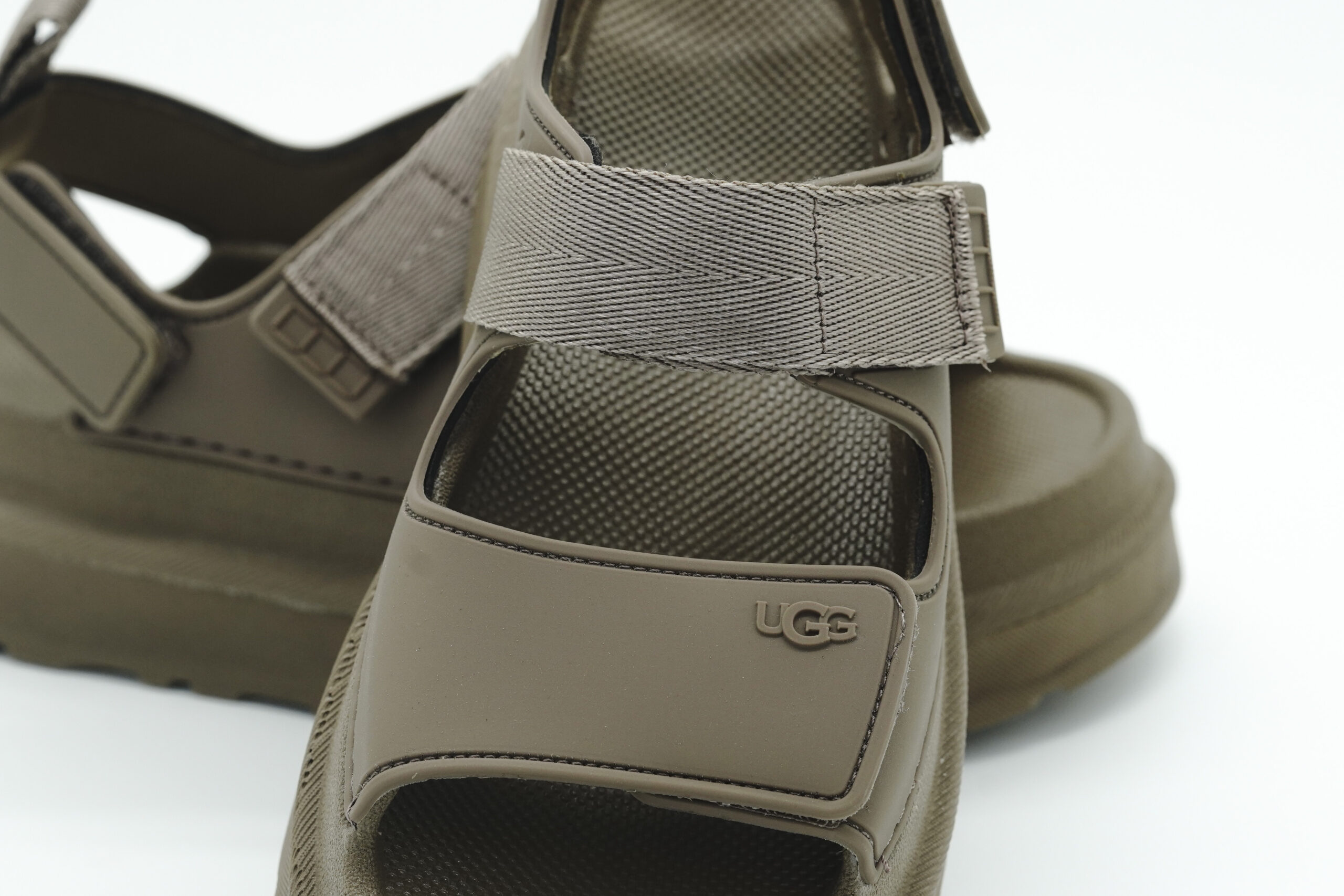 Kalın Tabanlı Çift Cırtlı Sandalet Bej - Görsel 3