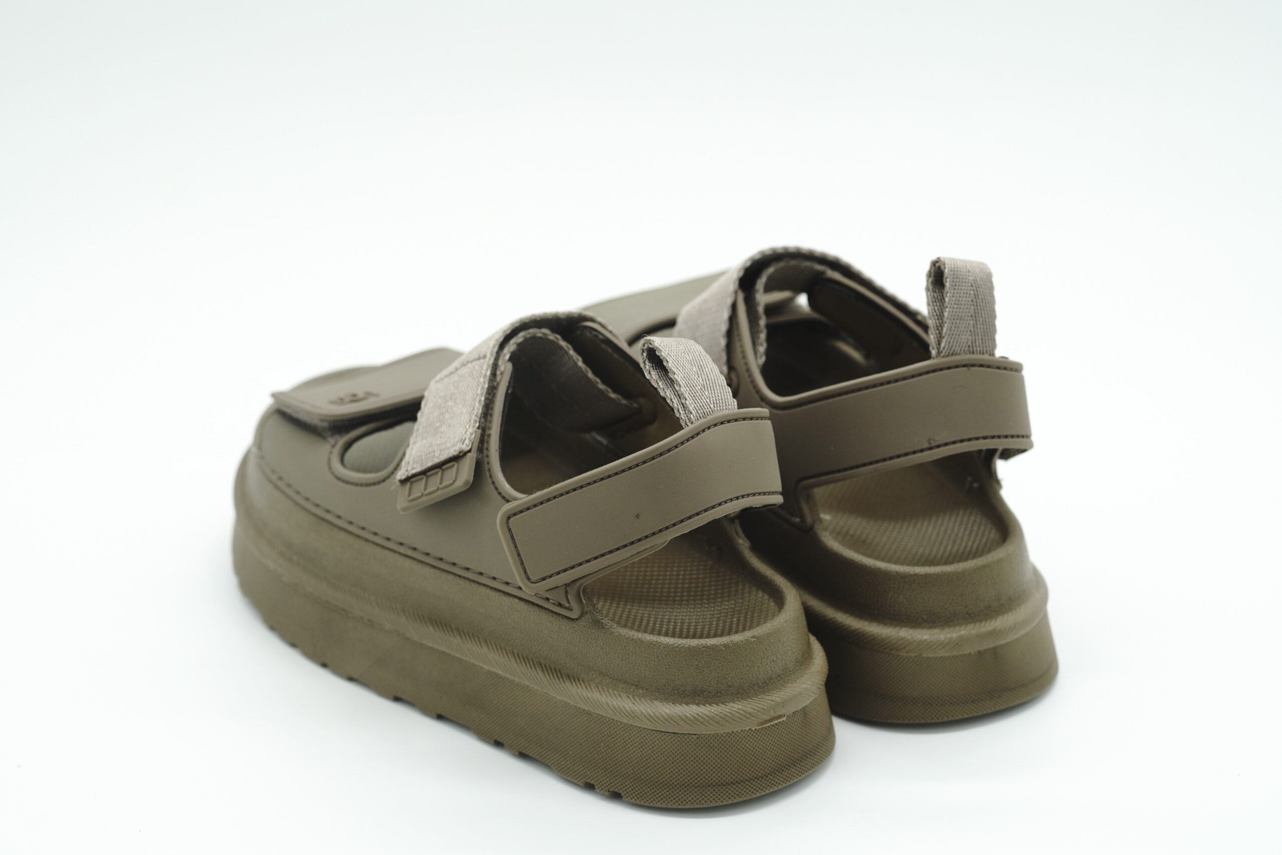 Kalın Tabanlı Çift Cırtlı Sandalet Bej - Görsel 2