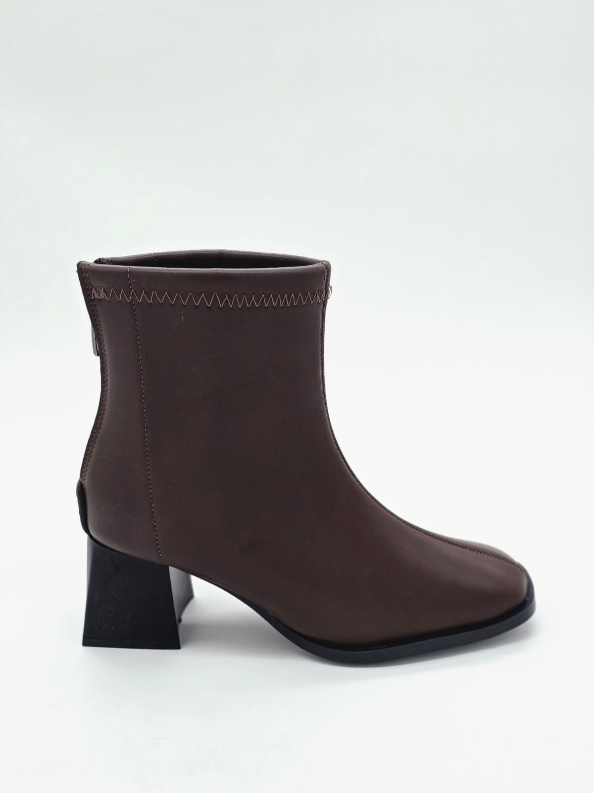 Küt Burun Topuklu Bot Acı Kahve - Görsel 2