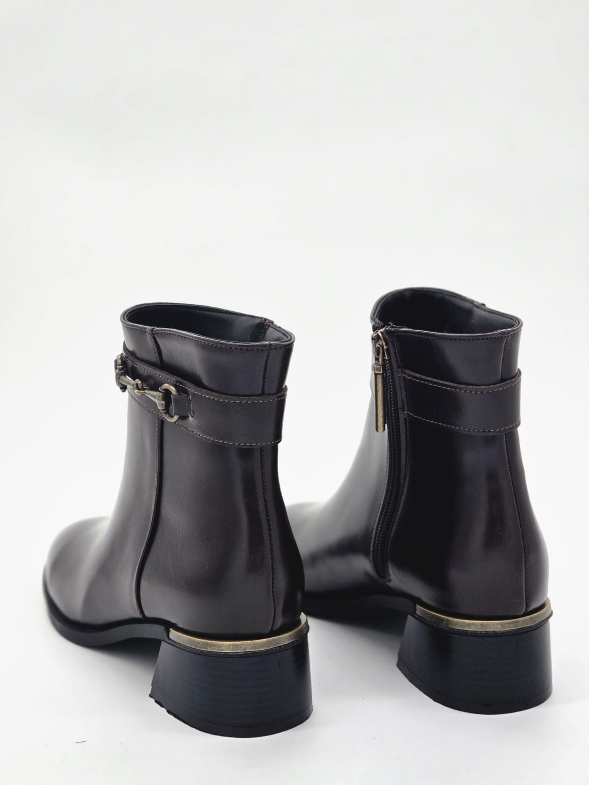 Altın Detaylı Bot Koyu Kahve - Görsel 6