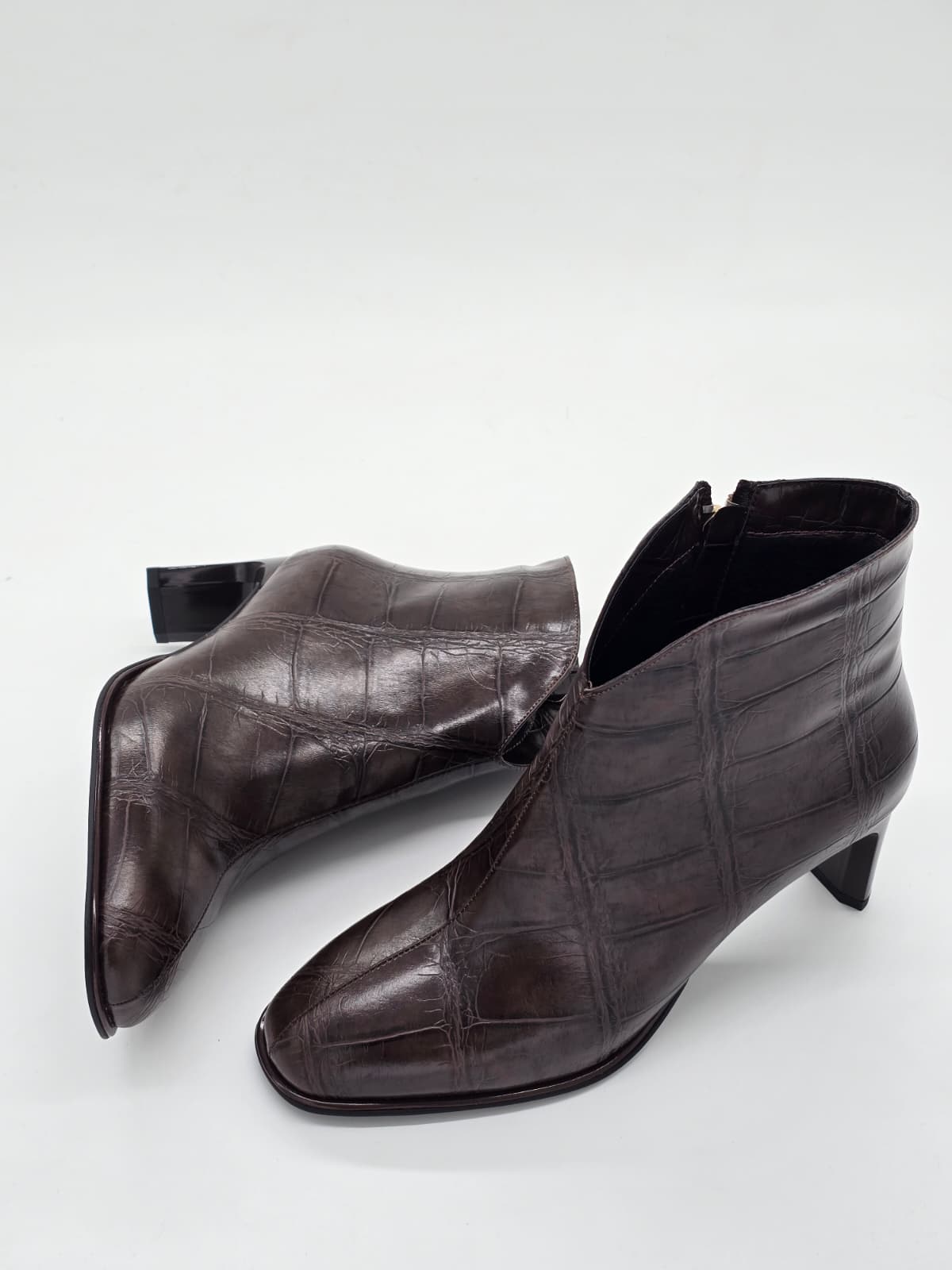 Croco İnce Topuklu Bot Koyu Kahve - Görsel 2