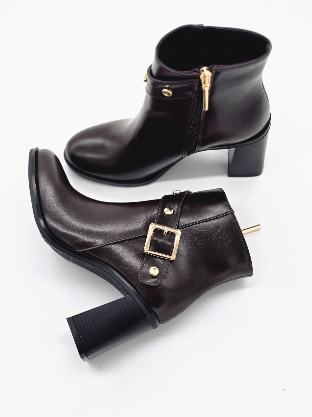 Toka Detaylı Bot Acı Kahve Parlak - Görsel 3