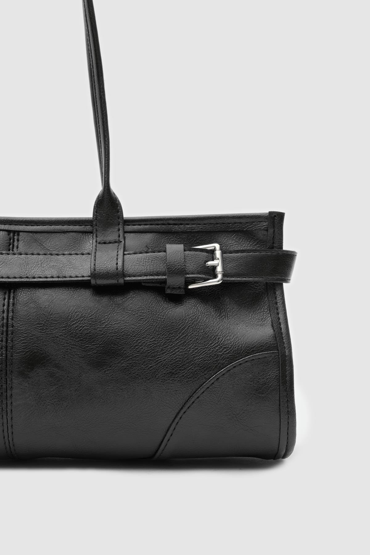 Vintage Baget Çanta Siyah - Görsel 3