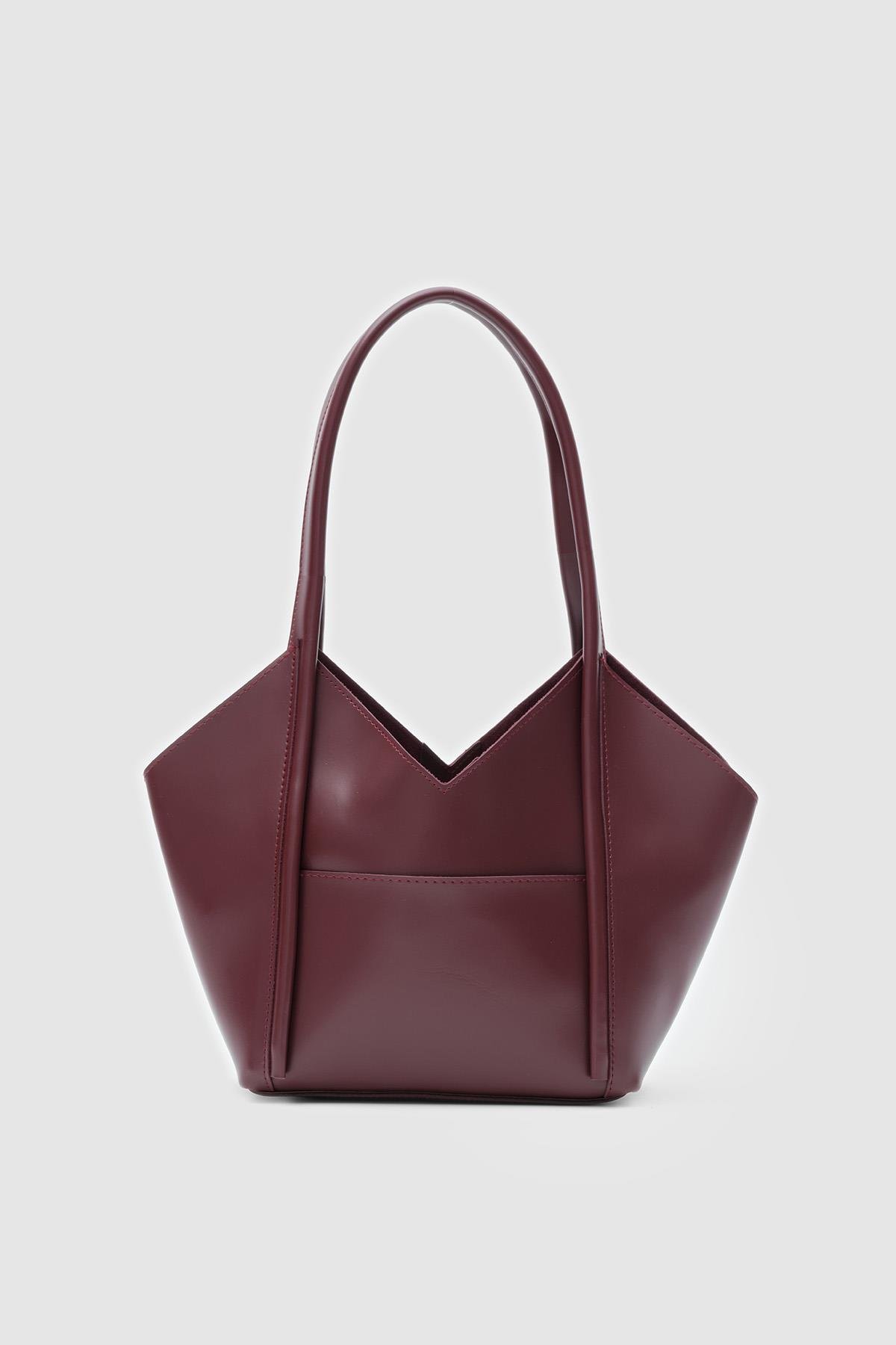 Asimetrik Omuz Çantası Bordo - Görsel 4