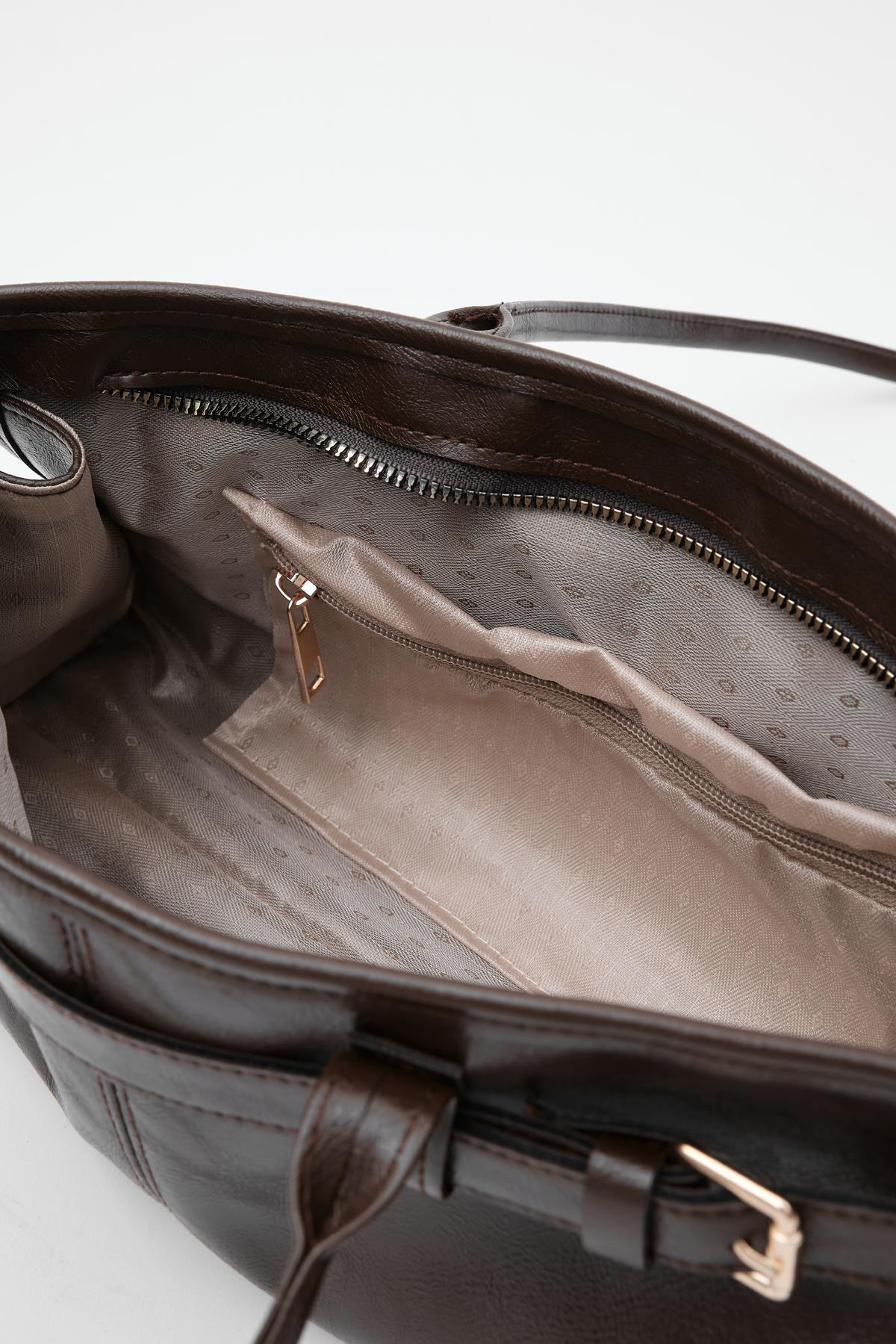 Vintage Baget Çanta Acı Kahve - Görsel 2