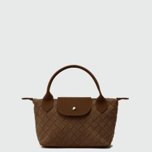 Örgü Dokulu El & Omuz Çantası Kahverengi