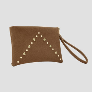 Kalp Detaylı Süet El Çantası - Taba