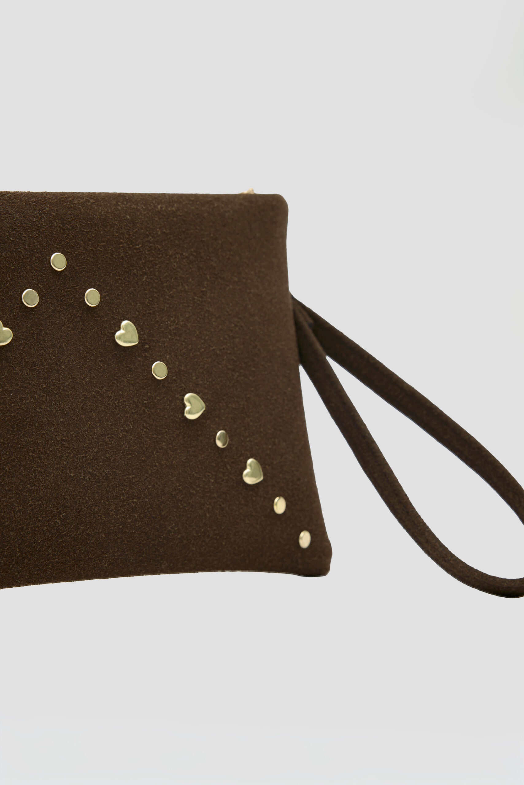 Kalp Detaylı Süet El Çantası – Kahve - Görsel 7