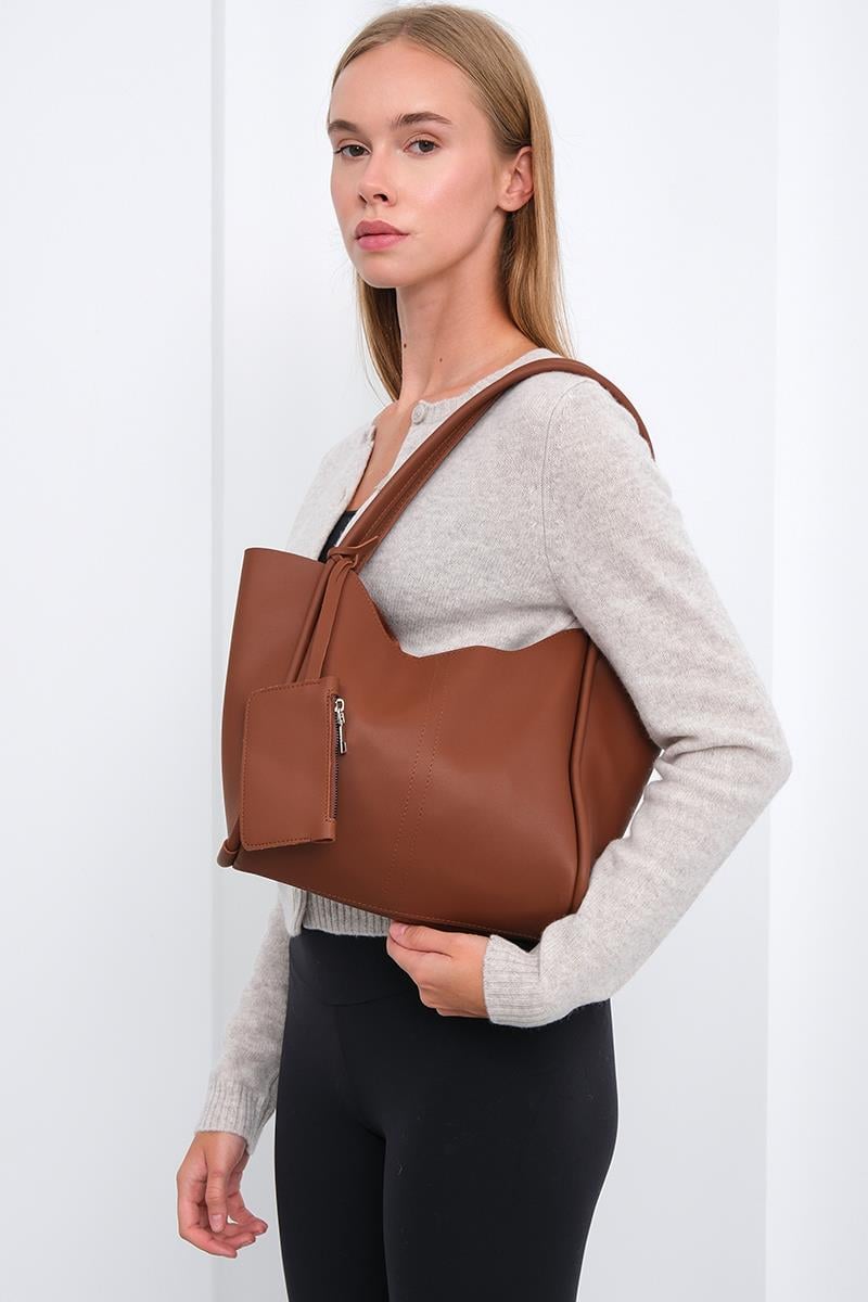 Cüzdanlı Omuz Çantası Taba - Görsel 7