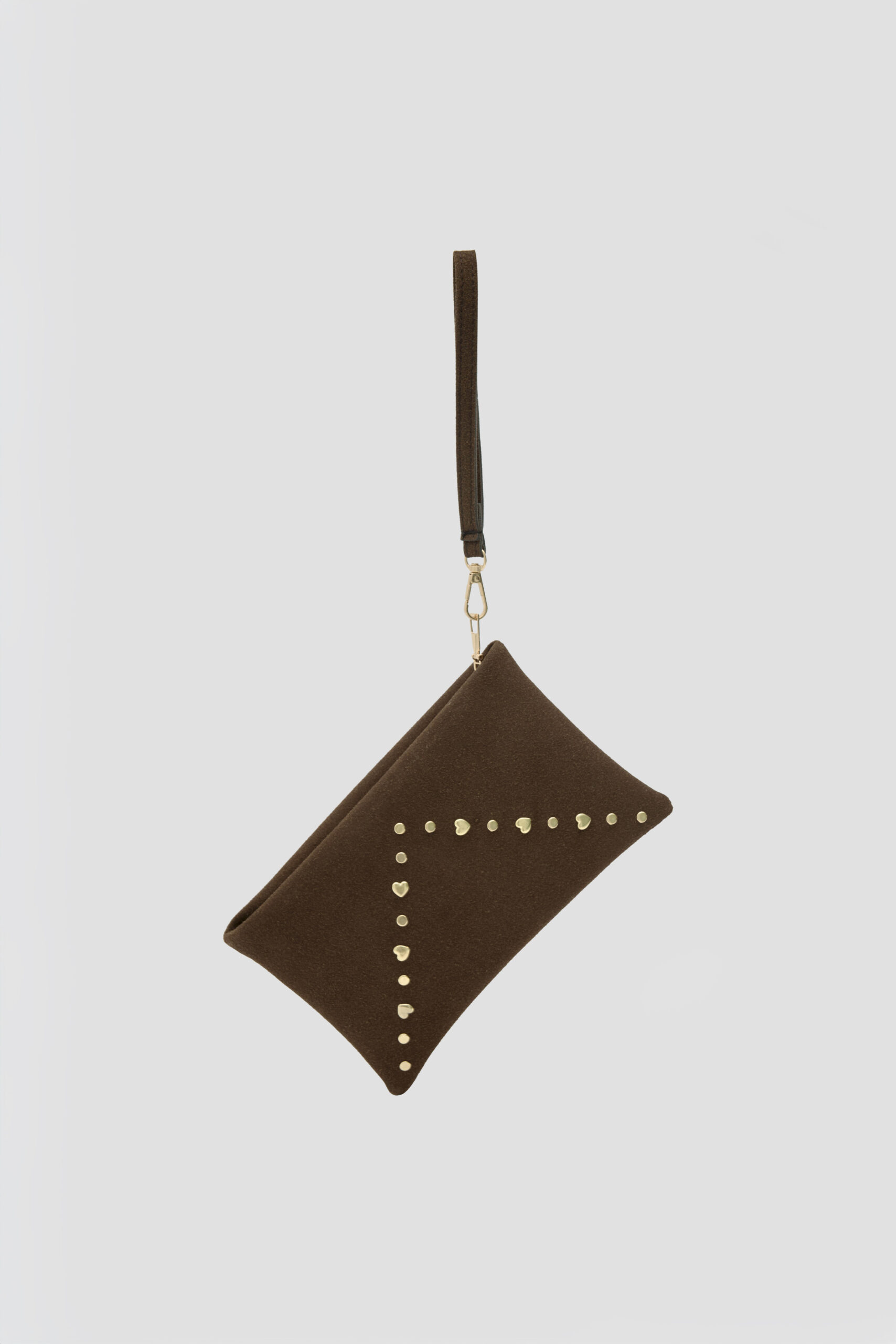 Kalp Detaylı Süet El Çantası – Kahve - Görsel 6