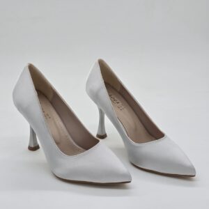 İnce Topuklu Stiletto Gri Saten