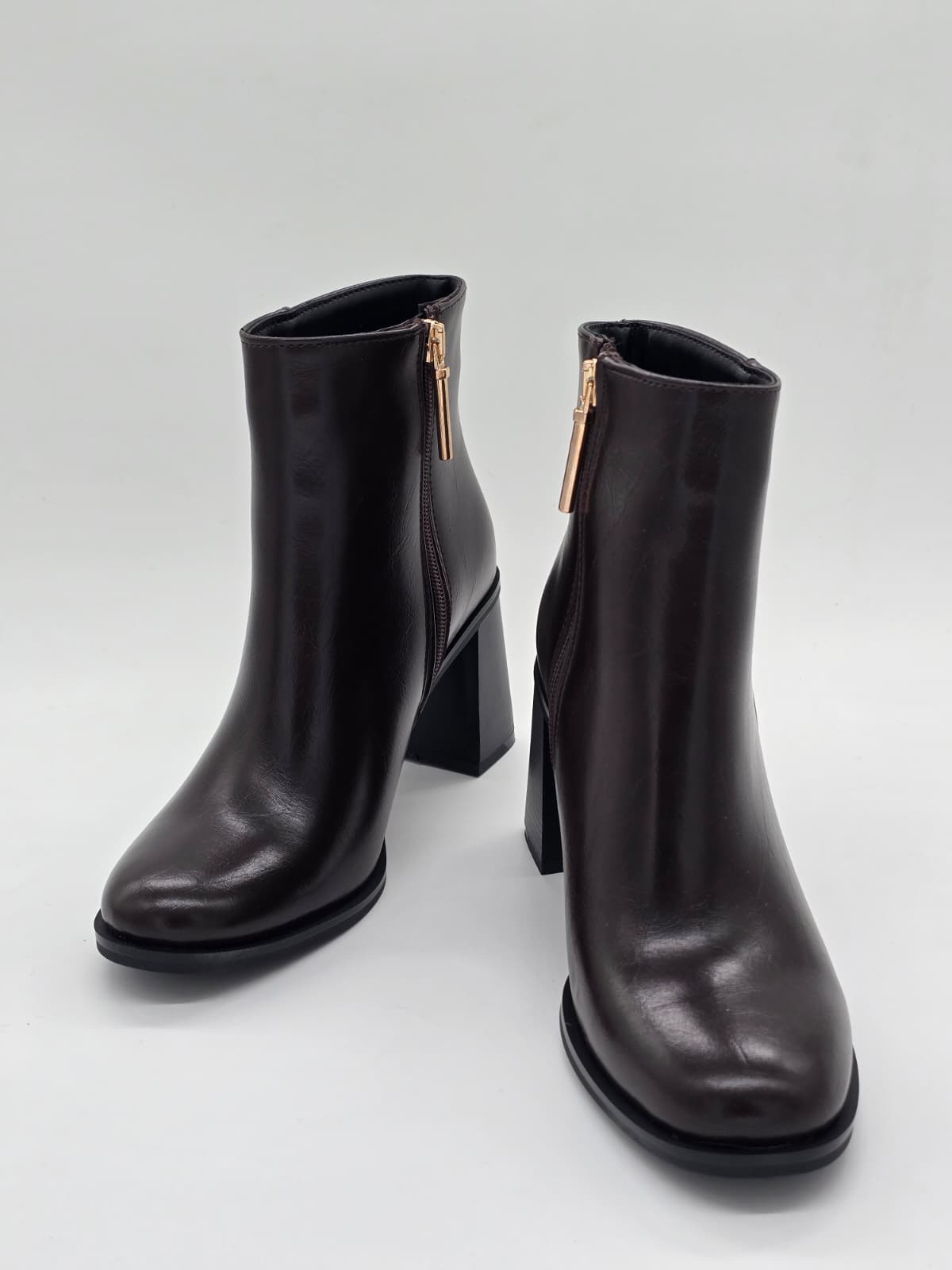 Elegant Block Heel Bot Açık Kahve - Görsel 4