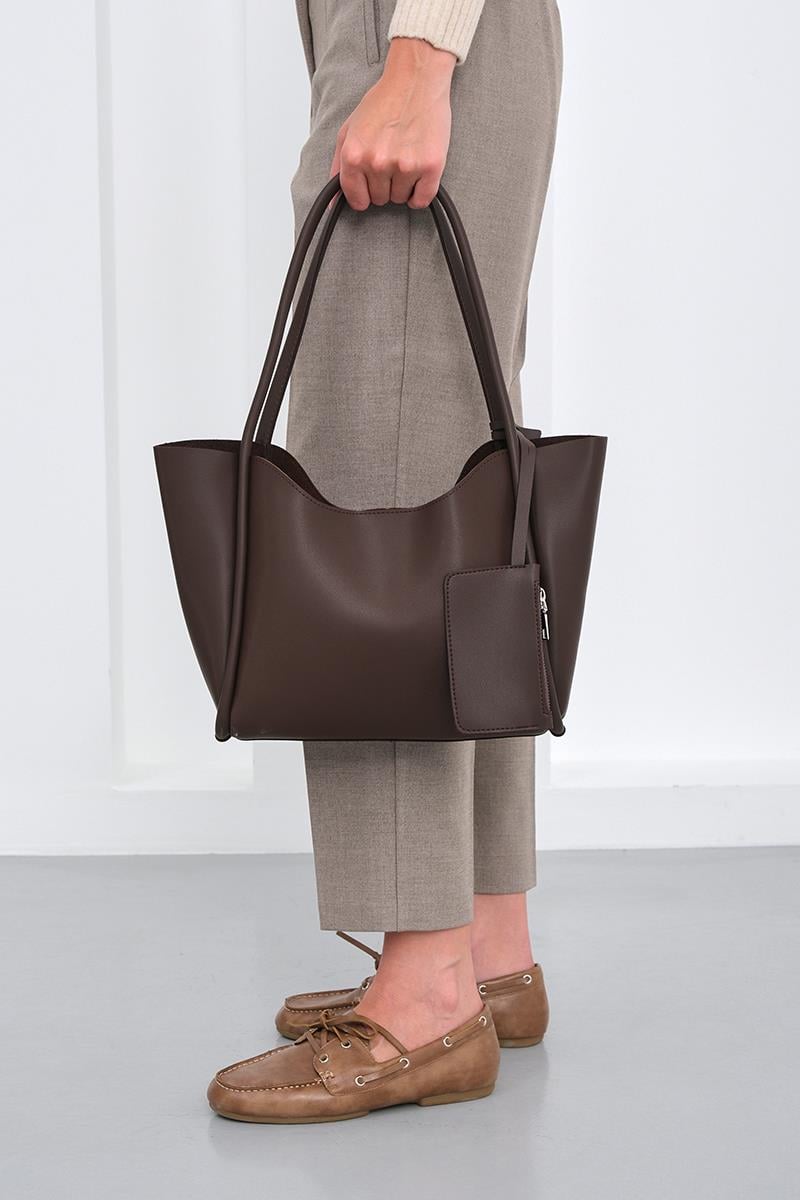 Cüzdanlı Omuz Çantası Kahverengi - Görsel 3